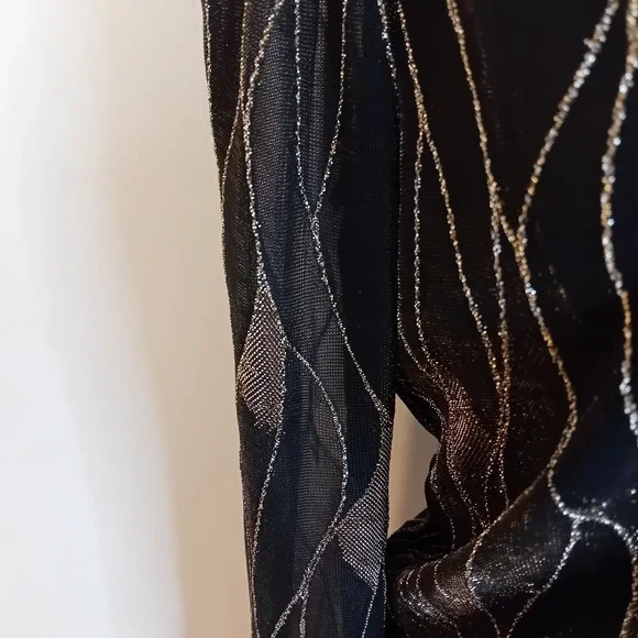 Autres Filles Sheer Arms Blouse Gold Metallic Sparkle Party Special Occasion XS - Picture 11 of 16